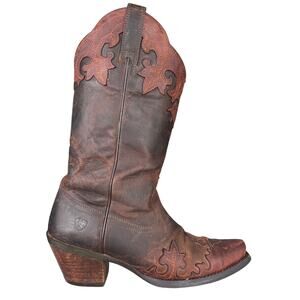 Ariat Women’s Delphine Brown Leather Overlay Western Cowgirl Boot Size US 8